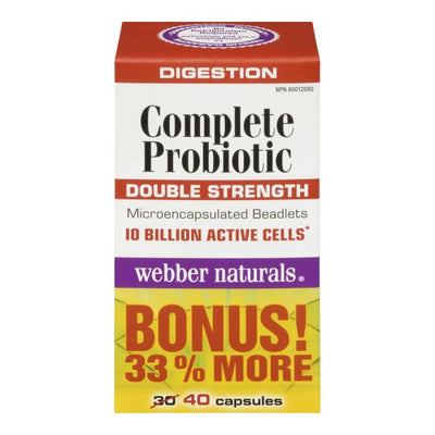 Webber Naturals Digestion Probiotic 10 Billion, 40 Capsules