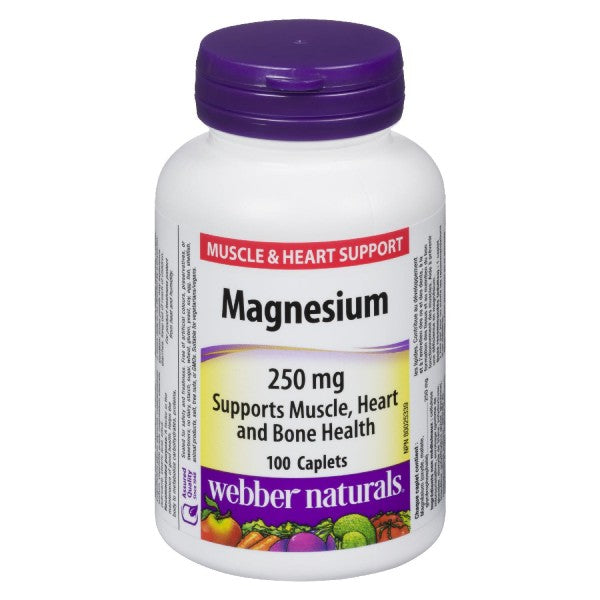 Webber Naturals Magnesium Muscle & Heart Support 250 mg, 100 Caplets