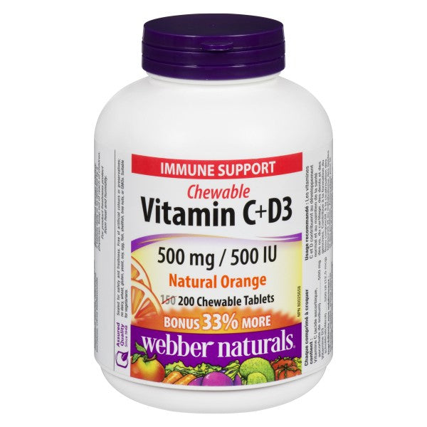 Webber Naturals Vitamin C + D3 Chewable Tablets