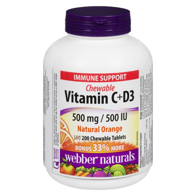 Webber Naturals Vitamin C + D3 Chewable Tablets