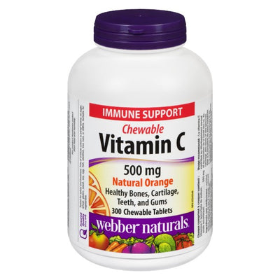 Webber Naturals Vitamin C 500mg, Natural Orange - 300 Chewable Tablets