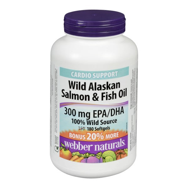 Webber Naturals Wild Alaskan Salmon & Fish Oil, 180 Softgels