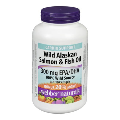 Webber Naturals Wild Alaskan Salmon & Fish Oil, 180 Softgels