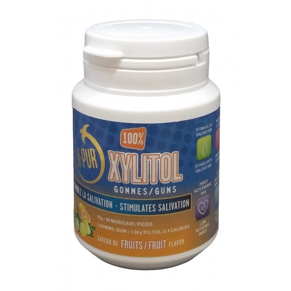 X-PUR 100% Xylitol Gum, Fruit Flavour - 50 Pieces