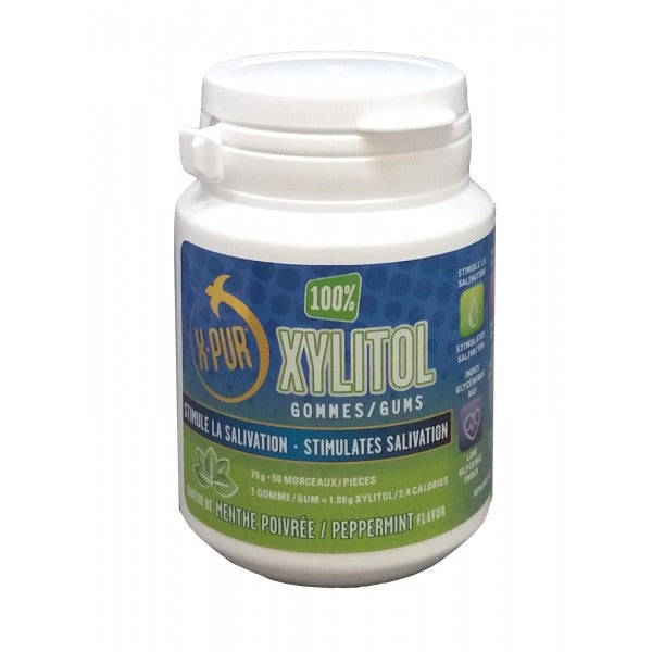 X-PUR 100% Xylitol Gum, Peppermint - 50 Pieces